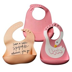 Pink and Orange Silicone‎ Bib Set